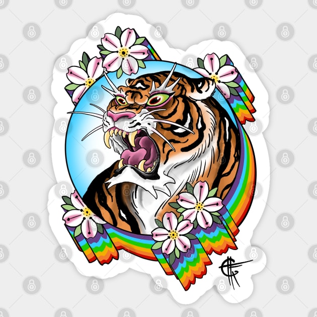 Rainbow Tiger Sticker by Hori Chou Tattoo